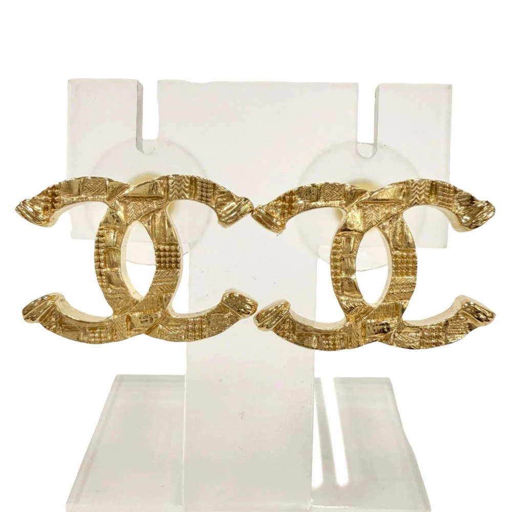 CHANEL Gold Logo Earrings - Picture 1 of 7